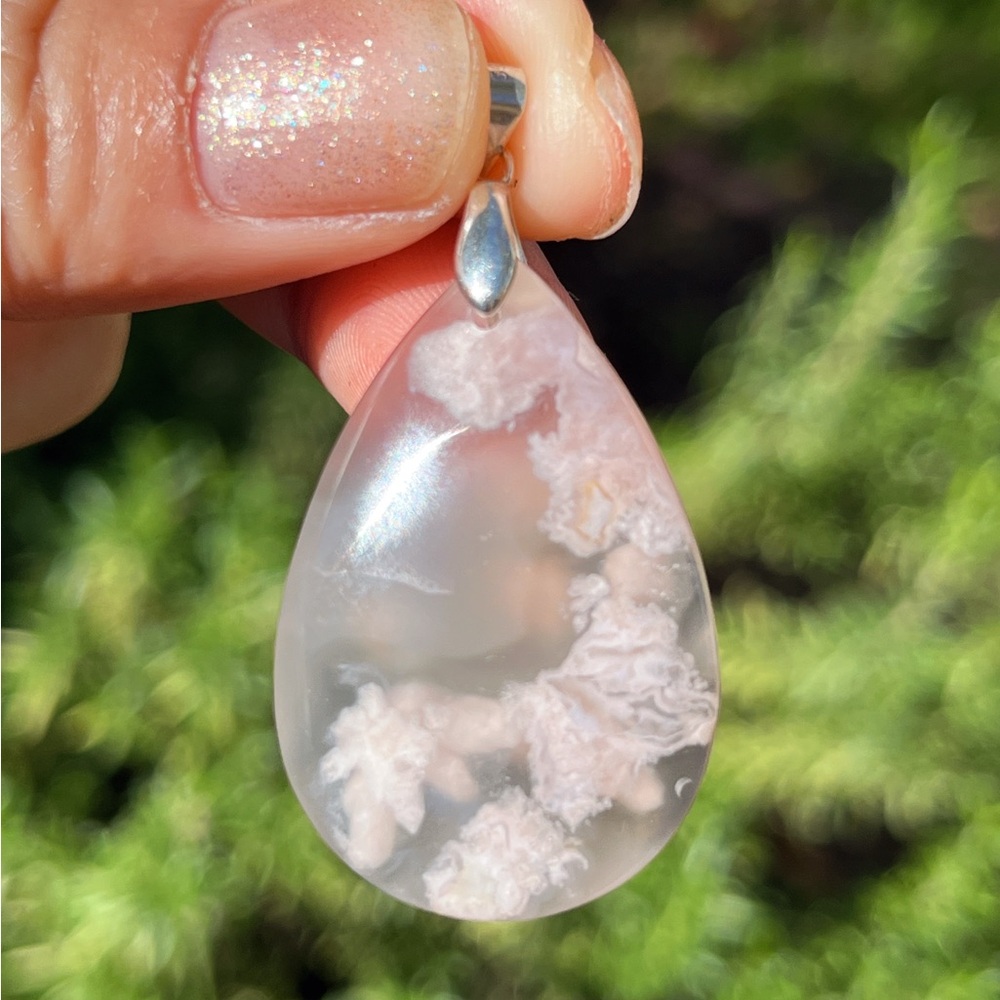 Sterling silver beautiful flower agate pendant 2117